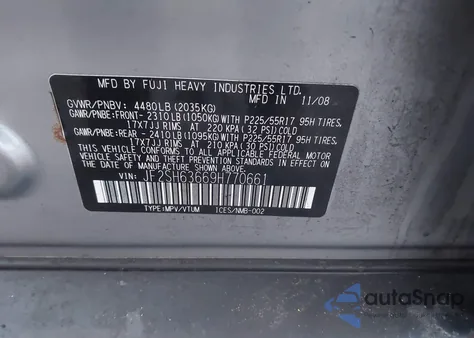 2009 Subaru Forester 2.5X z USA, uszkodzony, nr VIN JF2SH63669H770661